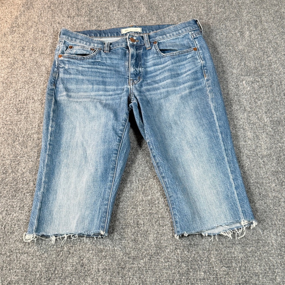 Madewell The Slim Boyjean Cut-Off Denim Shorts Medium Wash Blue Womens Size 28